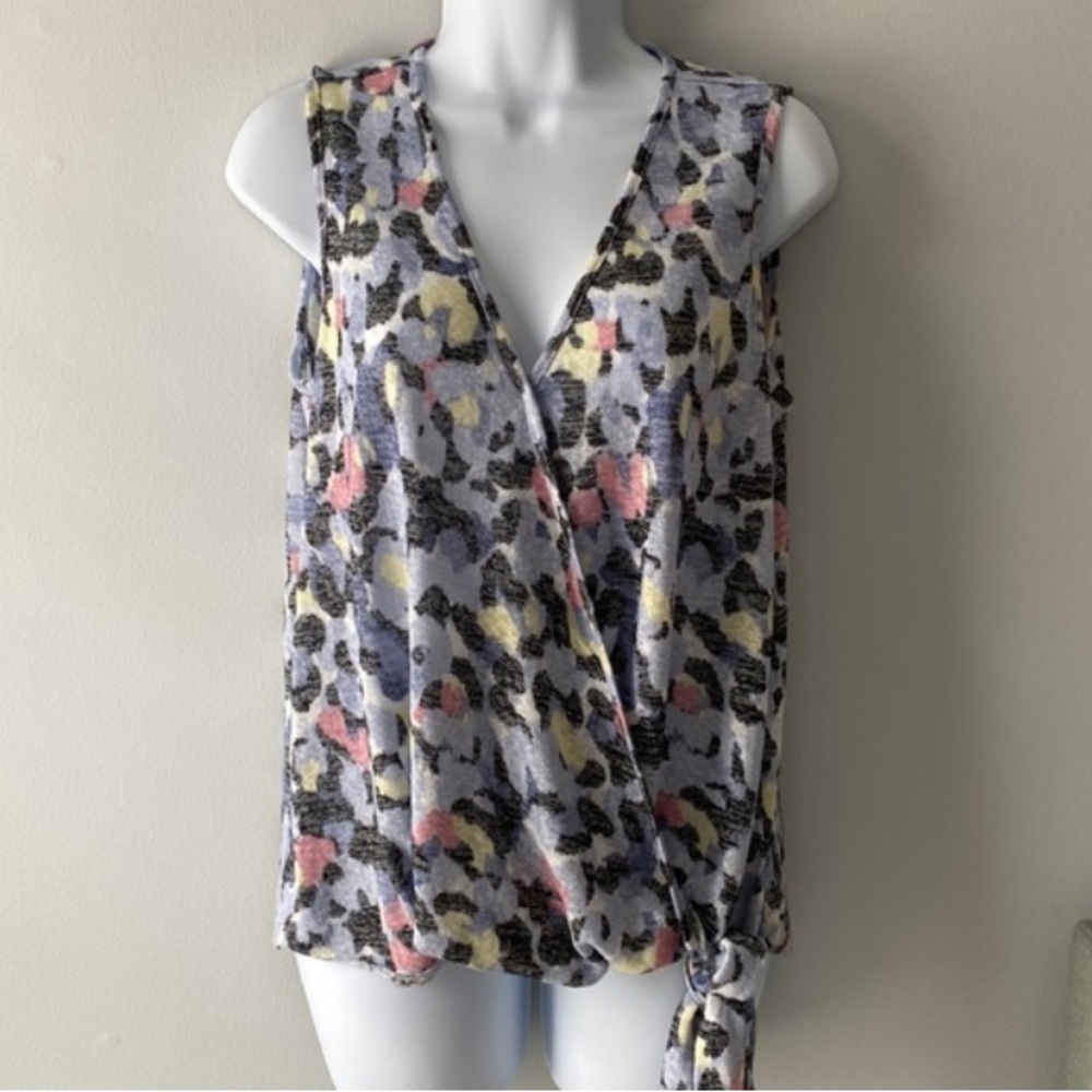 Bobeau Sleeveless Side Tie Striped Top